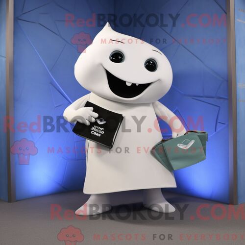 Costume Mascotte Redbrokoly De Raie Blanche Personnage Habillé Avec Un T-Shirt À Col En V Et Des Portefeuilles