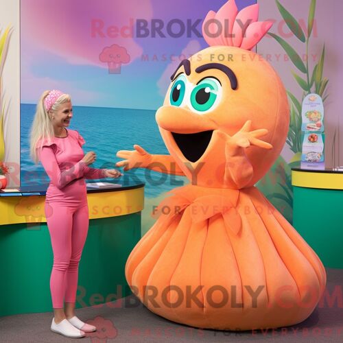 Costume De Mascotte Redbrokoly De Sirène Pêche Personnage Habillé Avec Un Body Et Des Montres