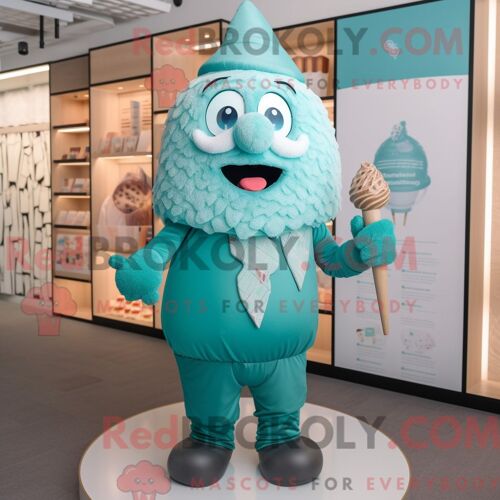 Costume De Mascotte Redbrokoly De Singe Bleu Ciel Habillé Avec Un T-Shirt De Baseball Et Des Sacs Messager