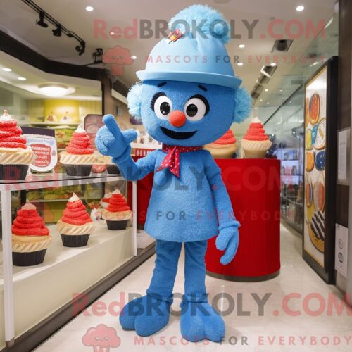 Costume Mascotte Redbrokoly De Lézard Bleu Marine Personnage Habillé D Une Chemise En Chambray Et De Boucles D Oreilles