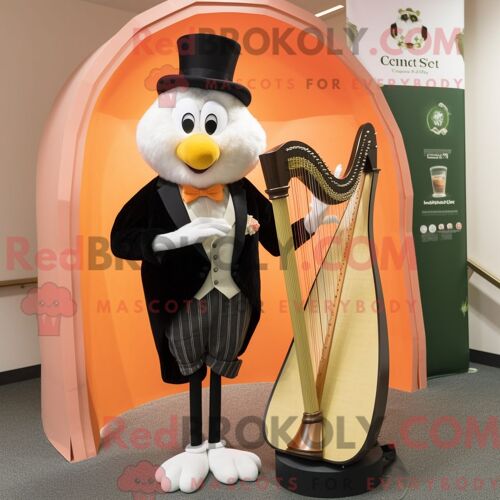 Costume De Mascotte Redbrokoly De Harpe Celtique Pêche Habillé D Un Smoking Et De Boucles D Oreilles
