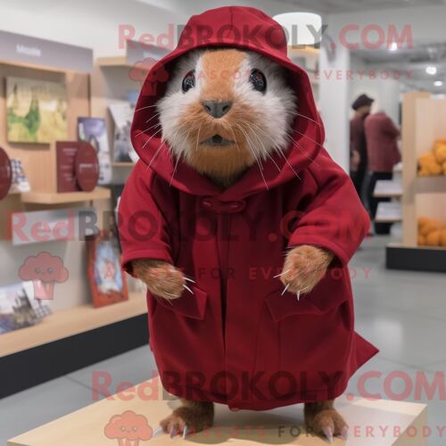 Costume De Mascotte Redbrokoly De Cochon D Inde Marron Habillé D Un Manteau Et De Pinces À Chaussures