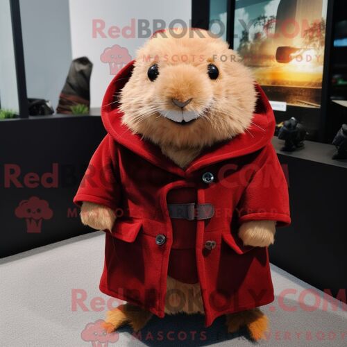 Costume De Mascotte Redbrokoly De Cochon D Inde Marron Habillé D Un Manteau Et De Pinces À Chaussures