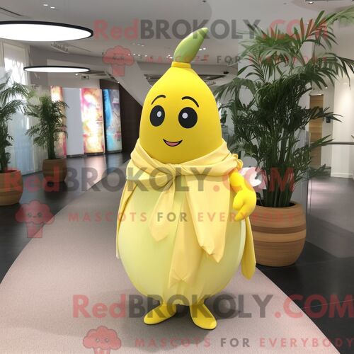 Personnage De Costume De Mascotte Redbrokoly De Pendentif Jaune Citron Habillé Avec Une Jupe Longue Et Des Pochettes De Costume