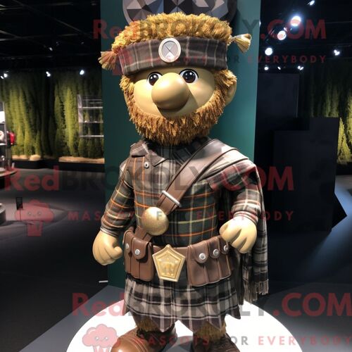Costume De Mascotte Redbrokoly De Soldat Romain Habillé D Une Chemise En Flanelle Et De Colliers