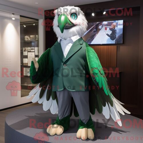 Costume De Mascotte Redbrokoly D Aigle Vert Personnage Habillé D Une Veste De Costume Et De Châles