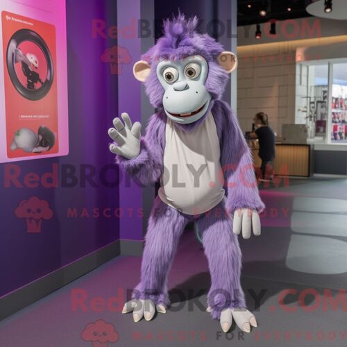 Costume Mascotte Redbrokoly De Babouin Lavande Personnage Habillé Avec Un Legging Et Des Montres