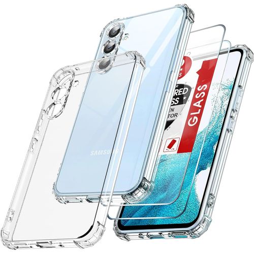 Coque pour Samsung Galaxy A54 5G avec 2 Verre Trempé Vitre Protection, Transparent Etui Housse de Protection Souple TPU Gel Silicone Bumper Antichoc Étui pour Samsung Galaxy A 54 5G
