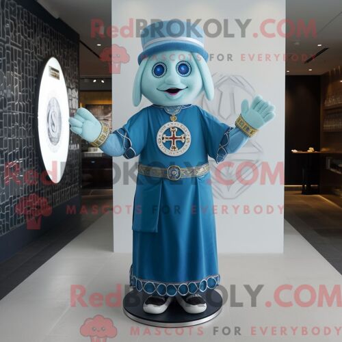 Personnage De Costume De Mascotte Redbrokoly De Croix Celtique Bleue Habillé D Une Jupe Portefeuille Et De Montres Numériques
