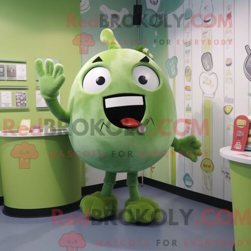 Personnage De Costume De Mascotte Redbrokoly Olive Candy Box Habillé Avec Un T-Shirt Graphique Et Des Épingles À Cheveux