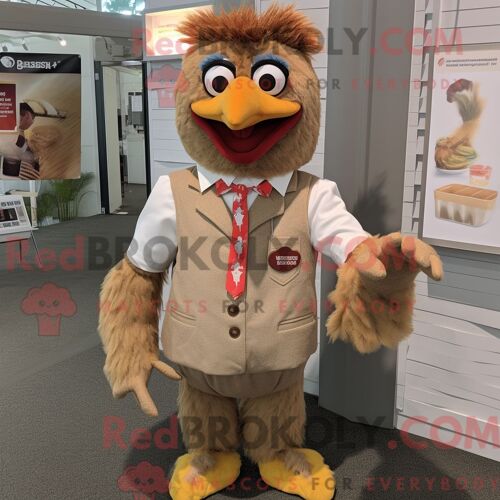 Personnage De Costume De Mascotte Redbrokoly Olive Candy Box Habillé Avec Un T-Shirt Graphique Et Des Épingles À Cheveux