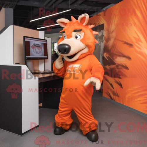 Personnage De Costume De Mascotte Redbrokoly De Vache Rouge Habillé Avec Un Polo Et Des Cravates