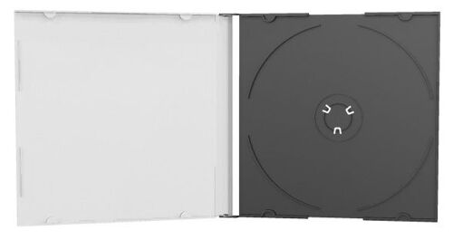 Boîtier Crystal fin mécanisable, fond noir, pour CD, 50 pièces
