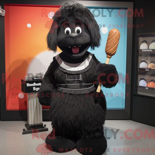 Costume Mascotte Redbrokoly De Shepard S Pie Noir Personnage Habillé Avec Une Mini-Jupe Et Des Cravates