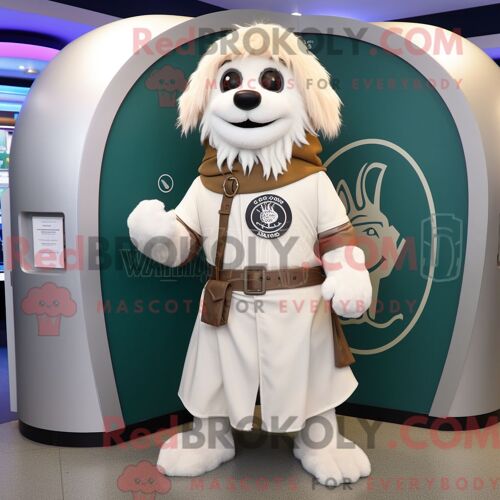 Mascotte Redbrokoly De Bouclier Celtique Blanc Personnage Costumé Habillé D Une Parka Et De Porte-Clés