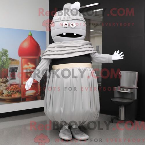 Costume De Mascotte Redbrokoly De Hamburger Argenté Personnage Habillé D Une Robe Taille Empire Et De Lacets De Chaussures