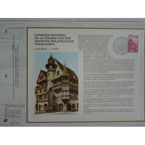 Feuillet Philatélique Cef 276 - Colmar