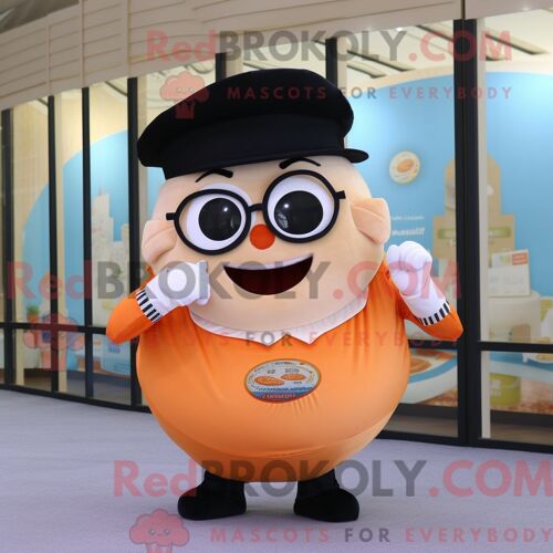 Costume De Mascotte Redbrokoly Peach Ring Master Habillé D Un T-Shirt Et De Lunettes De Lecture
