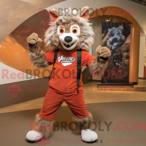 Costume Mascotte Redbrokoly De Flamant Magenta Personnage Habillé Avec Un Bermuda Et Des Montres