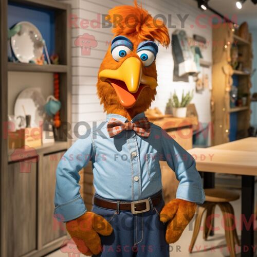 Costume Mascotte Redbrokoly Pendentif Bleu Sarcelle Habillé Avec Un Pantalon Et Des Porte-Clés