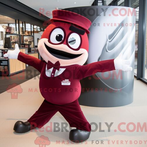 Costume De Mascotte Redbrokoly De Contorsionniste Marron Habillé D Une Chemise Oxford Et De Noeuds Papillons