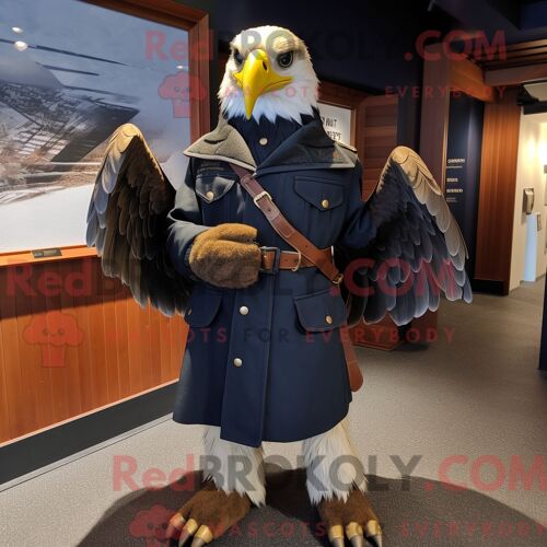 Costume Mascotte Redbrokoly De Citron Bleu Marine Habillé D Une Parka Et De Bracelets De Cheville