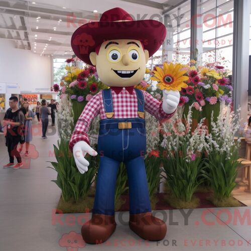 Costume De Mascotte Redbrokoly De Bouquet De Fleurs Marron Habillé Avec Un Jean De Maman Et Des Ceintures