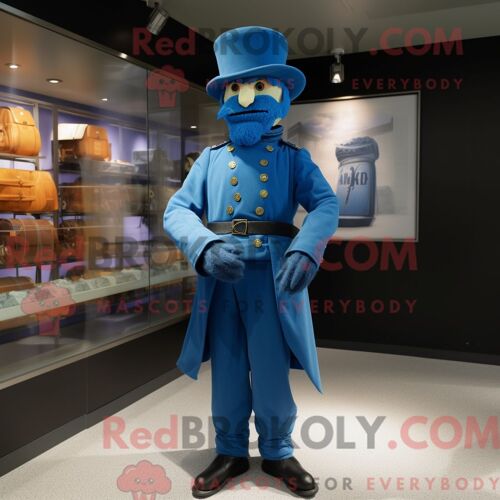 Mascotte Redbrokoly De Soldat Bleu De La Guerre Civile Personnage Habillé D Un Gilet Et De Bérets