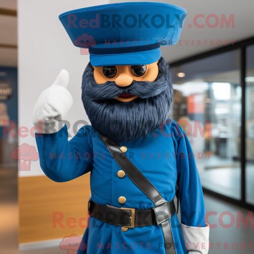 Mascotte Redbrokoly De Soldat Bleu De La Guerre Civile Personnage Habillé D Un Gilet Et De Bérets