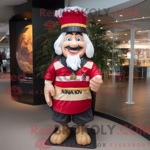 Personnage De Costume De Mascotte Redbrokoly De Roi Habillé Avec Une Chemise De Rugby Et Des Chapeaux
