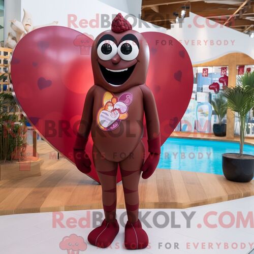 Costume De Mascotte Redbrokoly De Maroon Heart Personnage Habillé D Un Maillot De Bain Et De Broches