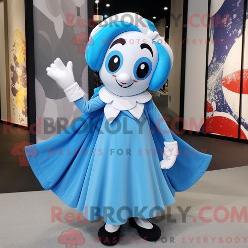 Costume De Mascotte Redbrokoly Mime Bleu Ciel Personnage Habillé Avec Une Robe De Bal Et Des Clips Pour Écharpe