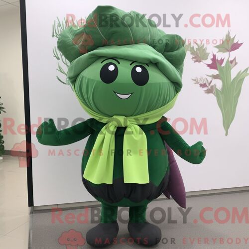 Personnage De Costume De Mascotte Redbrokoly De Betterave Verte Forêt Habillé Avec Un Pantalon Habillé Et Des Clips Pour Écharpe