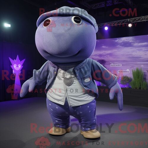 Costume De Mascotte Redbrokoly De Baleine À Bosse Lavande Personnage Habillé Avec Un Body Et Des Colliers
