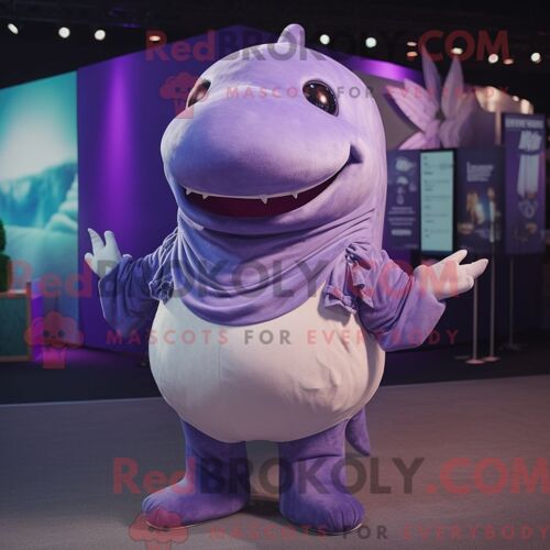 Costume De Mascotte Redbrokoly De Baleine À Bosse Lavande Personnage Habillé Avec Un Body Et Des Colliers