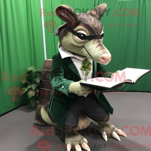 Costume De Mascotte Redbrokoly De Lynx Marron Habillé D Une Chemise Et De Colliers En Chambray