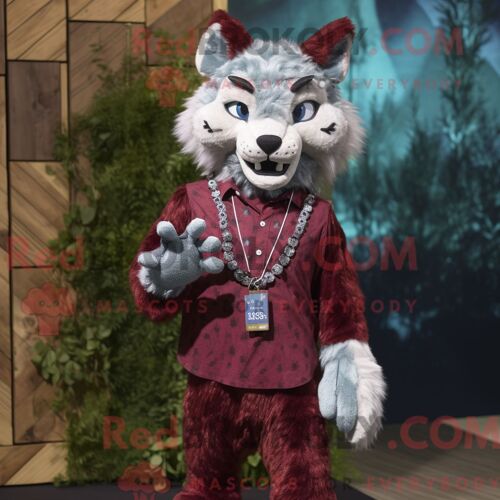 Costume De Mascotte Redbrokoly De Lynx Marron Habillé D Une Chemise Et De Colliers En Chambray