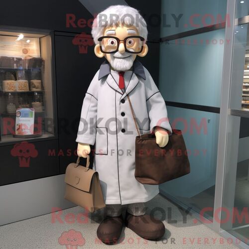 Costume De Mascotte Redbrokoly De Mandarin Bleu Ciel Habillé Avec Une Chemise Boutonnée Et Des Colliers