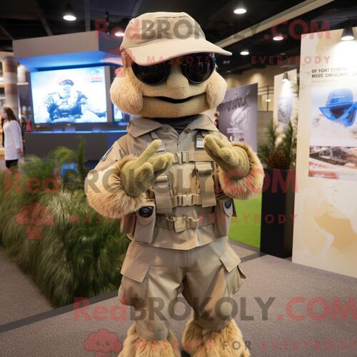 Costume De Mascotte Redbrokoly De Mouton Mérinos Rouille Habillé D Une Veste En Cuir Et De Cravates