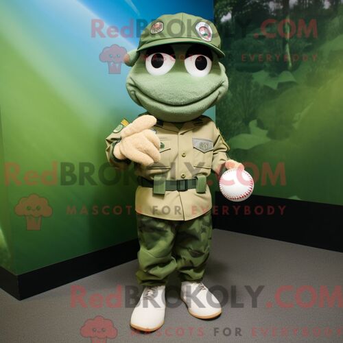 Costume Mascotte Redbrokoly De Morse Vert Habillé D Un Bermuda Et D Une Pochette