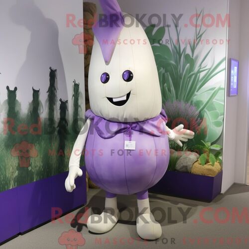 Personnage De Costume De Mascotte Redbrokoly De Navet De Lavande Habillé Avec Un Body Et Des Pochettes