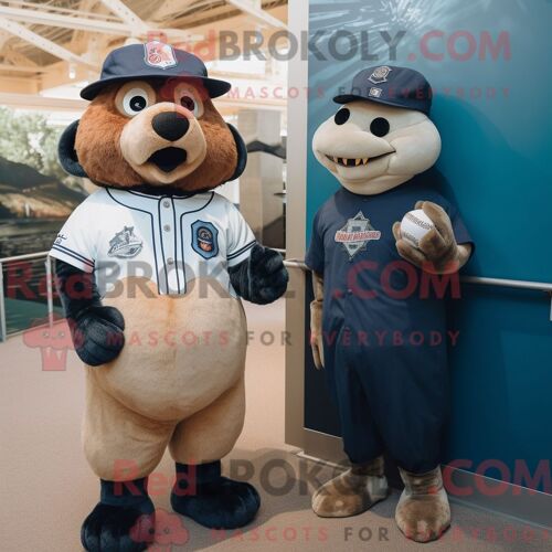 Costume De Mascotte Redbrokoly De Vache Hereford Bleue Personnage Habillé Avec Une Robe De Cocktail Et Des Mitaines
