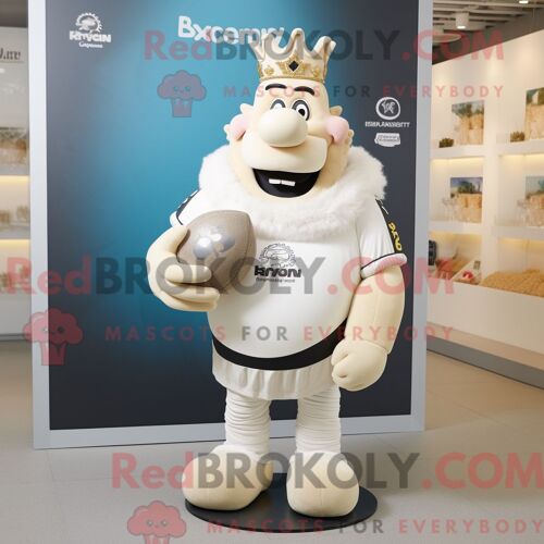 Costume Mascotte Redbrokoly De Cream King Personnage Habillé Avec Une Chemise De Rugby Et Des Colliers