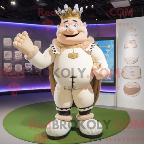 Costume Mascotte Redbrokoly De Cream King Personnage Habillé Avec Une Chemise De Rugby Et Des Colliers