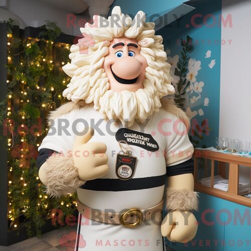 Personnage De Costume De Mascotte Redbrokoly De Radis Bleu Sarcelle Habillé Avec Un Jean Bootcut Et Des Ceintures De Smoking