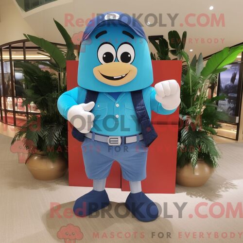 Personnage De Costume De Mascotte Redbrokoly De Hot Dog Magenta Habillé Avec Un Pantalon En Velours Côtelé Et Des Pinces À Chaussures