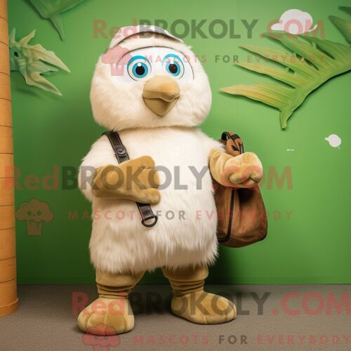 Costume De Mascotte Redbrokoly De Mouton Suffolk Magenta Personnage Habillé Avec Un Manteau Et Des Bracelets