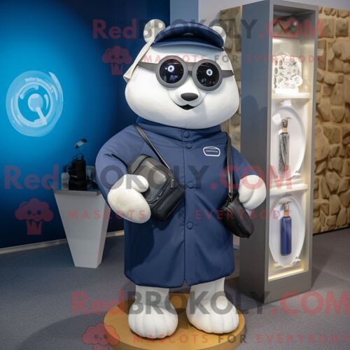 Costume Mascotte Redbrokoly De Sac De Golf Bleu Marine Habillé D Un Manteau Et De Montres Connectées