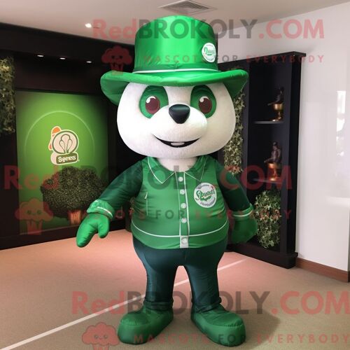 Costume De Mascotte Redbrokoly Forest Green Candy Personnage Habillé D Un Polo Et D Épingles À Chapeau
