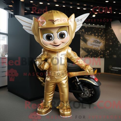 Personnage De Costume De Mascotte Redbrokoly De Fée Des Dents D Or Habillé D Une Veste De Moto Et De Bandeaux